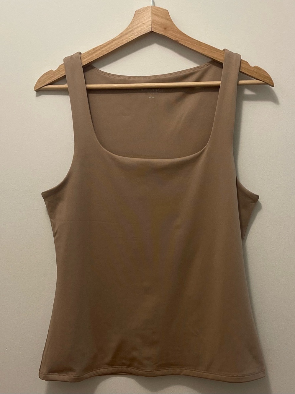 Essentials Wide-Strap Scoop Tank Top - Taupe Brown